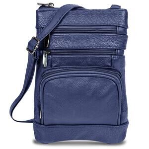 9824 leather Crossbody Purses , Multi Pocket Crossbody Purse